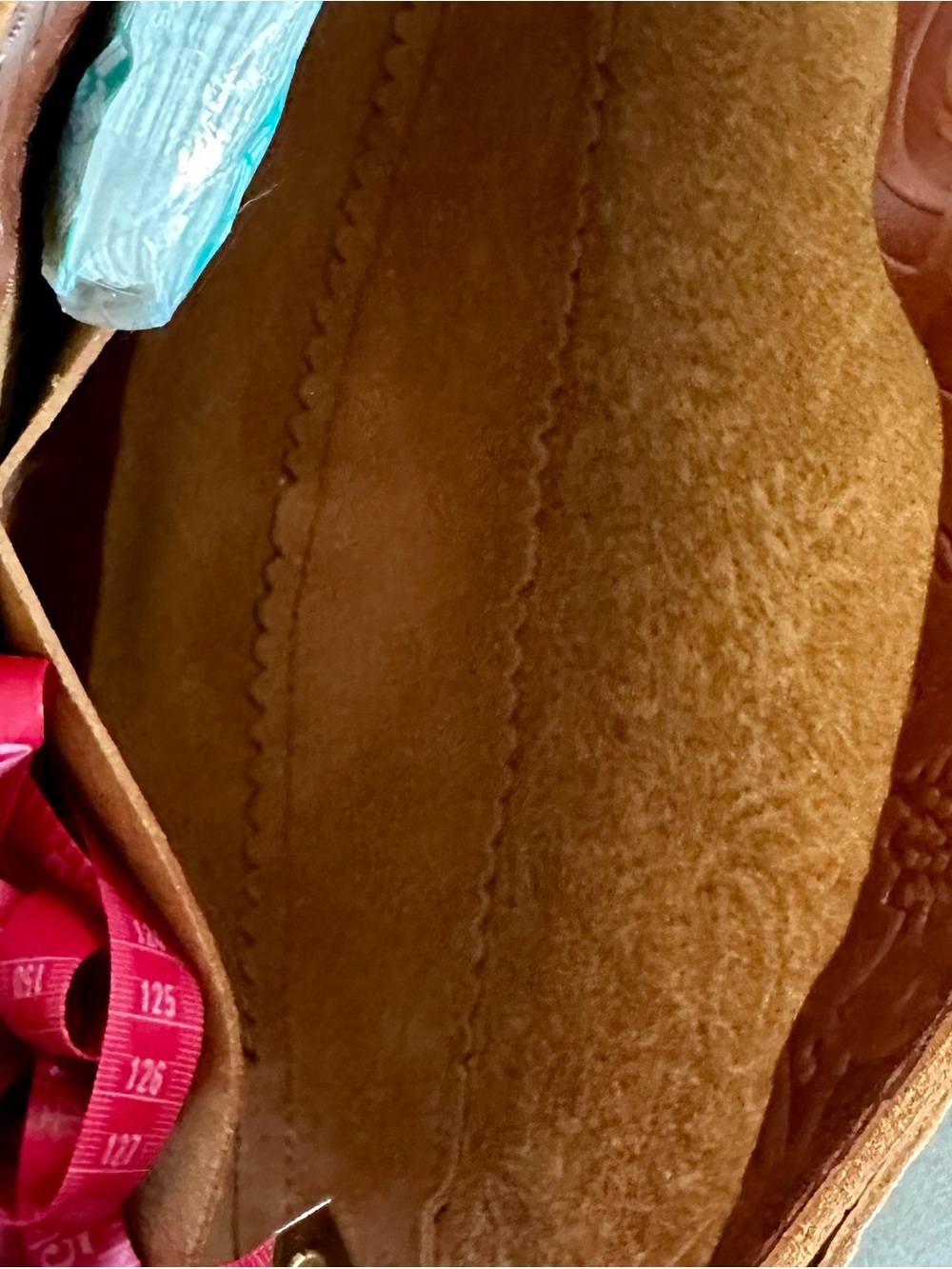 Brown/Tan Decorative Embossed Leather Sling Bag - Picture 3 of 6